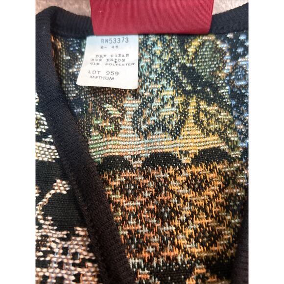 Vintage Western Tapestry Vest Women's Sz M Woven Pattern Folk Boho Earthy - Picture 4 of 8